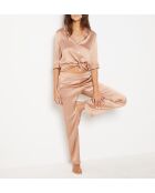 Parelachtige poederroze broek