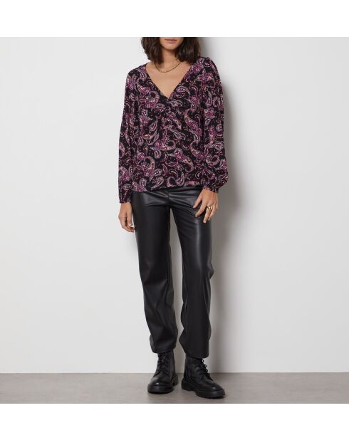 Ophelia blouse met print en paarse achtergrond