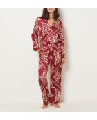 Pantalones florales granates burdeos