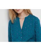 Leon hemd geborduurd blauwgroen