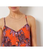 Fafa-jurk gedrukt op een oranje achtergrond