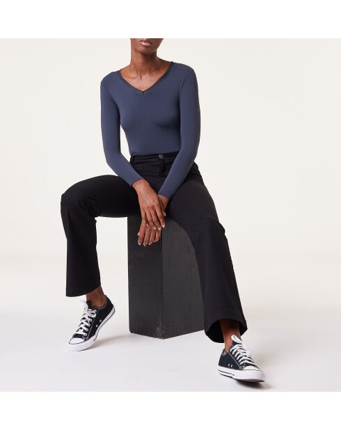 Warm Me Up marineblauw T-shirt met kant