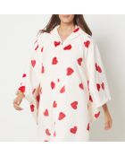 Virgiliz ecru poncho met hartjespatroon