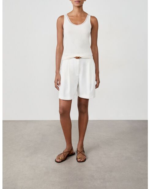 Camiseta sin mangas Warm Me Up Lace en color crudo