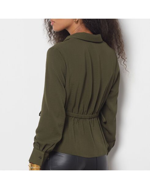 Een olijfkleurige blouse van Pepy Khaki
