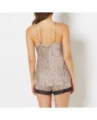 Caraco Milky imprimé fond marron