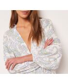 Bata estampada azul y verde de cachemir