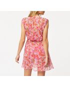 Tunique à manches courtes midi Peonny b imprimée fond rose