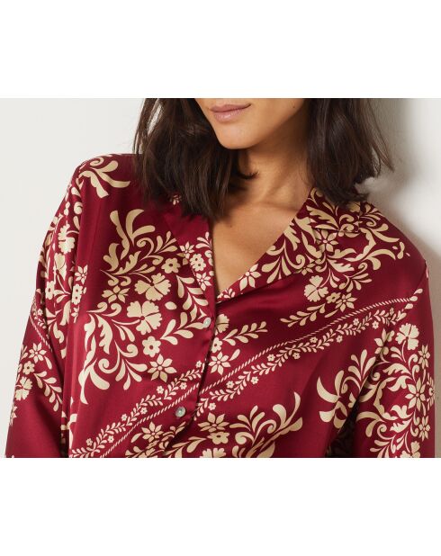 Camisa floral granate burdeos