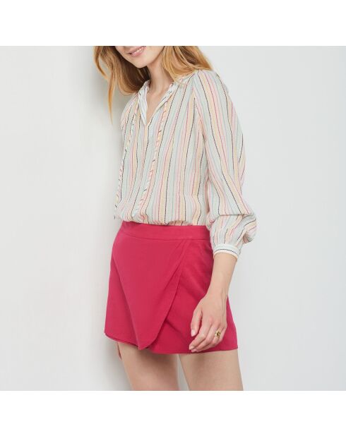 Blusa Laurie ray con stampa a fondo rosa