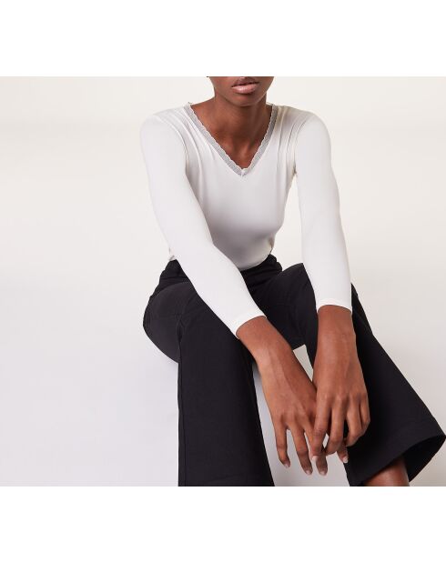 Warm Me Up T-shirt met kant ecru