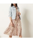 Abito Cesar stampato con fondo corallo