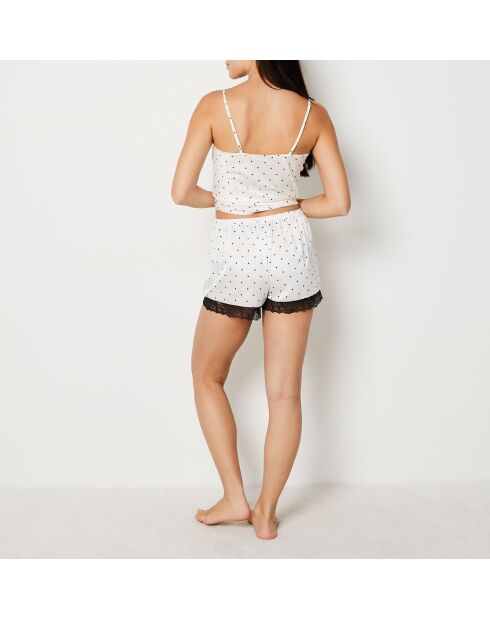 Sentiment short met blauwgroene print