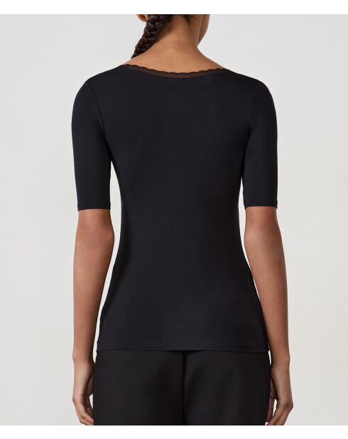 Warm Me Up Schwarzes Spitzen-T-Shirt