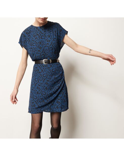 Romania jurk met donkerblauwe print