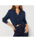 Movi marineblaues bedrucktes Hemd