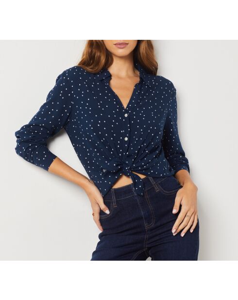 Marineblauw overhemd met print Movi