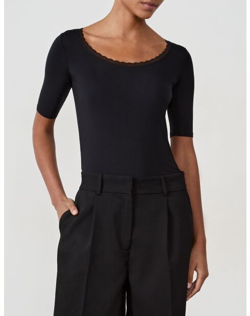 Warm Me Up Schwarzes Spitzen-T-Shirt