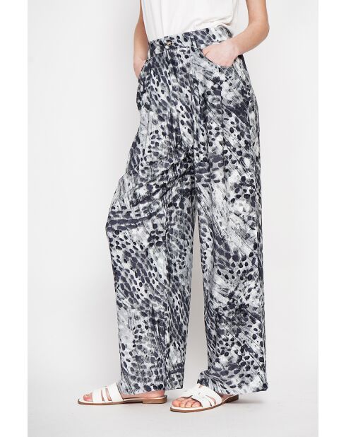 Pantalon en lin mélangé Aria noir