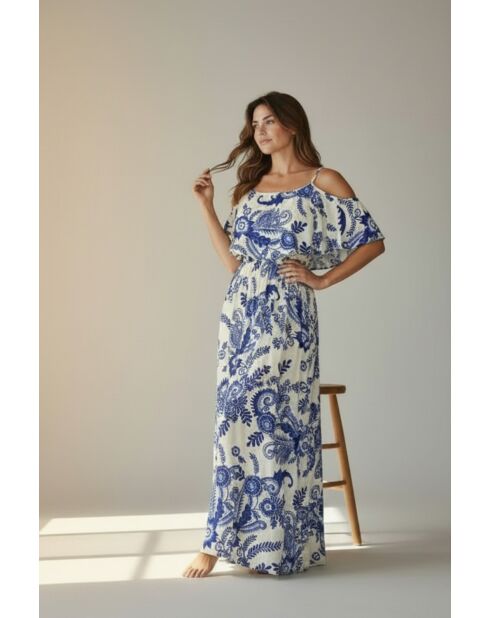 Robe en lin mélangé Nathie azur