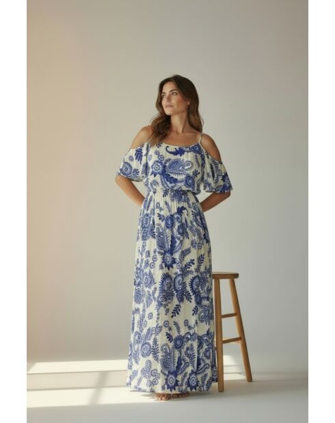 Robe en lin mélangé Nathie azur