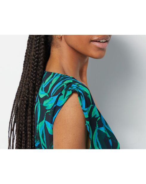 Tunique à manches courtes midi Perry b imprimée fond noir