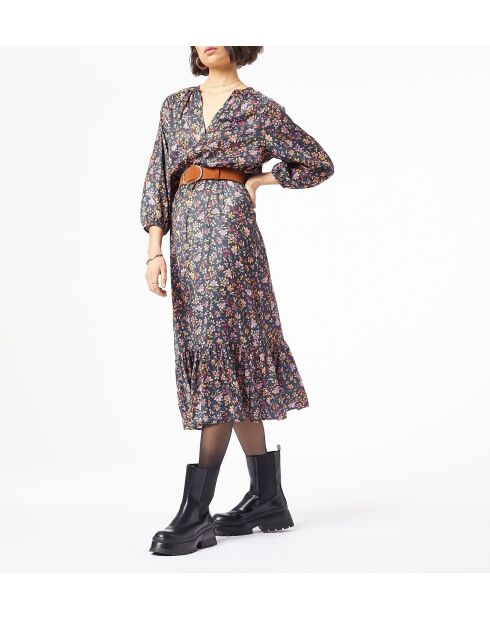 Athia jurk met marineblauwe print