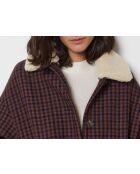 Manteau olive carreaux violet