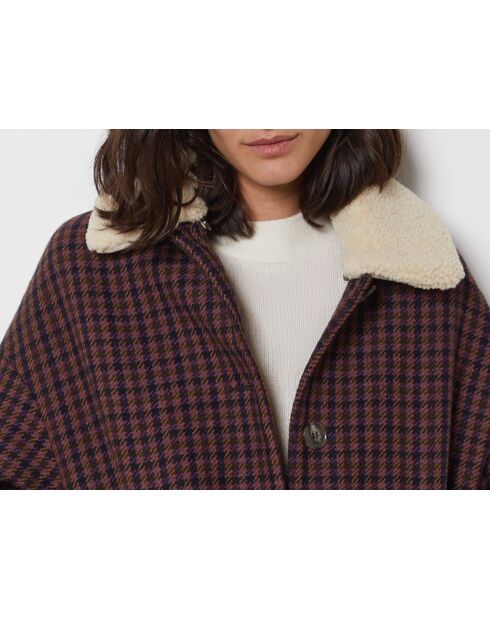 Manteau olive carreaux violet