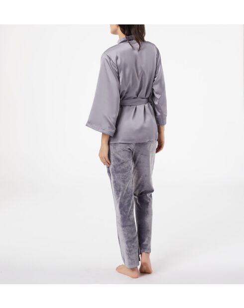 Antracietkleurige driedelige pyjama Velly