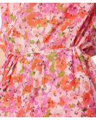 Tunique à manches courtes midi Peonny b imprimée fond rose