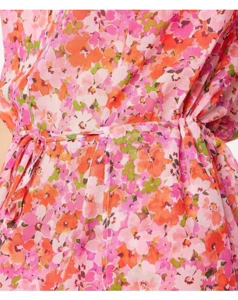 Tunique à manches courtes midi Peonny b imprimée fond rose