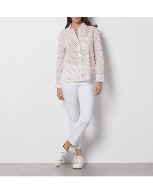 Weißes besticktes Hemd Olaria