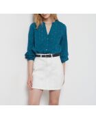 Leon hemd geborduurd blauwgroen