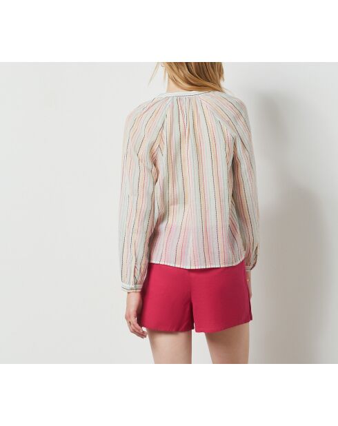 Blusa Laurie ray con stampa a fondo rosa