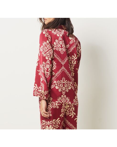 Camisa floral granate burdeos