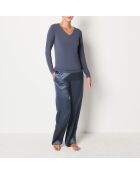 Warm Me Up marineblauw T-shirt met kant