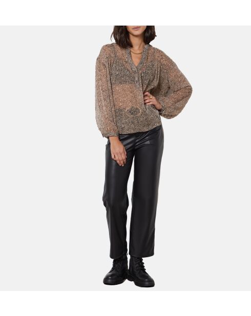 Een lilou zwarte blouse met print