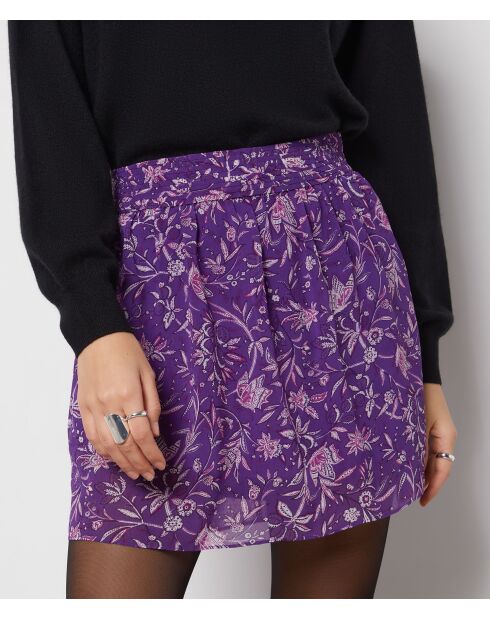 Falda Paulina estampada con fondo morado