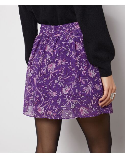 Falda Paulina estampada con fondo morado