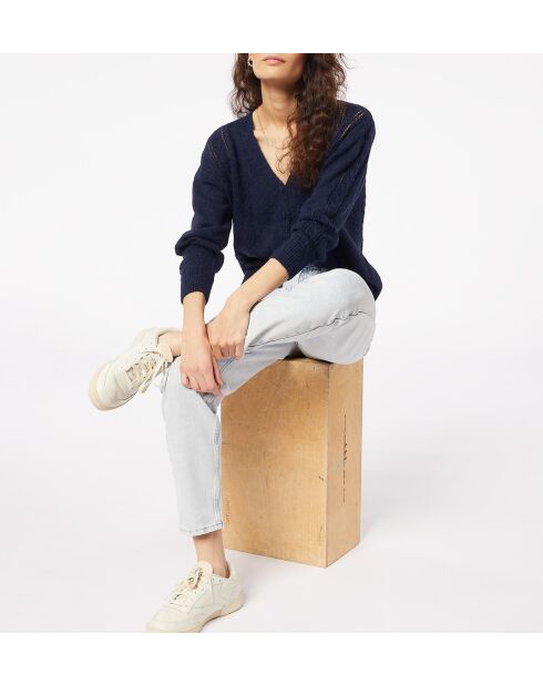 Anouck marineblaue V-Strickjacke