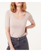 Maglietta Warm Me Up in pizzo color sabbia