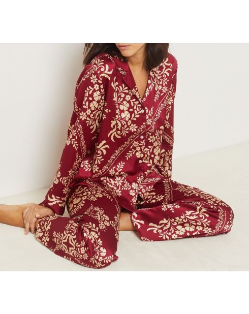 Camisa floral granate burdeos