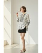 Chemise en lin mélangé Louisa noir/blanc