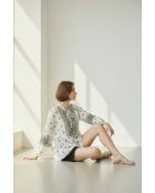 Chemise en lin mélangé Louisa noir/blanc