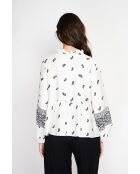 Chemise en lin mélangé Louisa noir/blanc