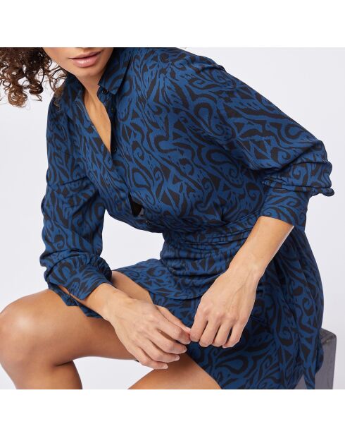 Dunkelblaues bedrucktes Kleid Promy