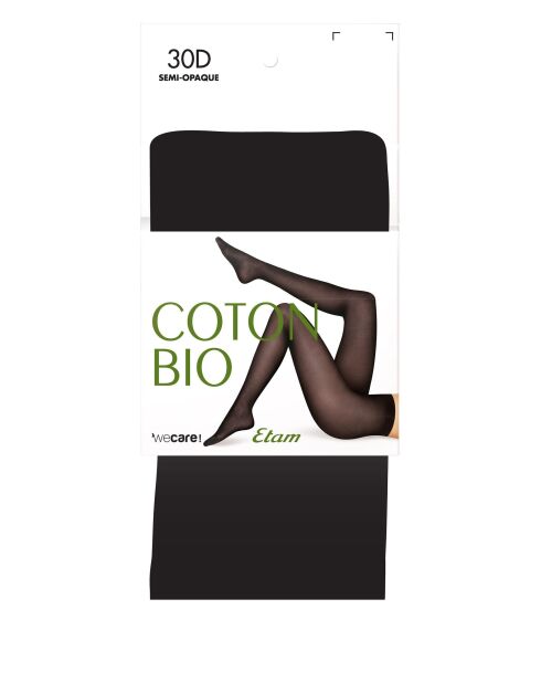 Zwarte panty van biologisch katoen 30D