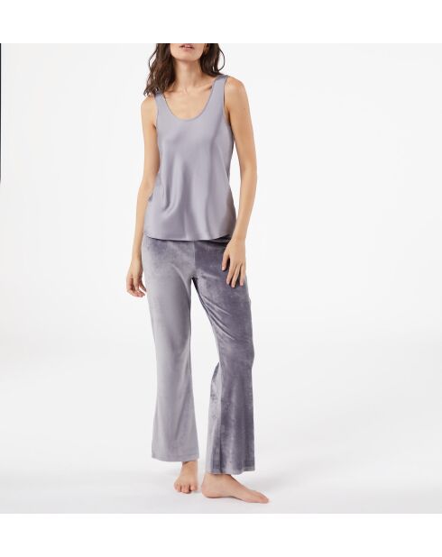 Antracietkleurige driedelige pyjama Velly