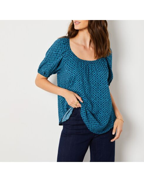 Blusa Lelix con stampa blu verde